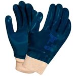 GUANTE DE JEBE AZUL BAÑADO EN NITRILO MARCA HYCRON 27 - 602 TALLA 9