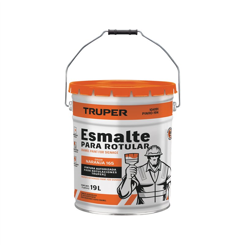 pintura-esmalte-para-rotular-naranja-19l-truper-pinro-19n PINTURA ESMALTE COLOR NARANJA - Imagen 1
